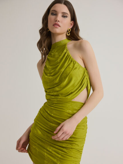 ZINNIA Lime ζιβάγκο ντραπέ τοπ με ανάγλυφα λουλούδια